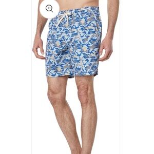 johnnie-O Mens The Invisible Swim Trunks Lake Blue Camo Beach Shorts Men’s XL